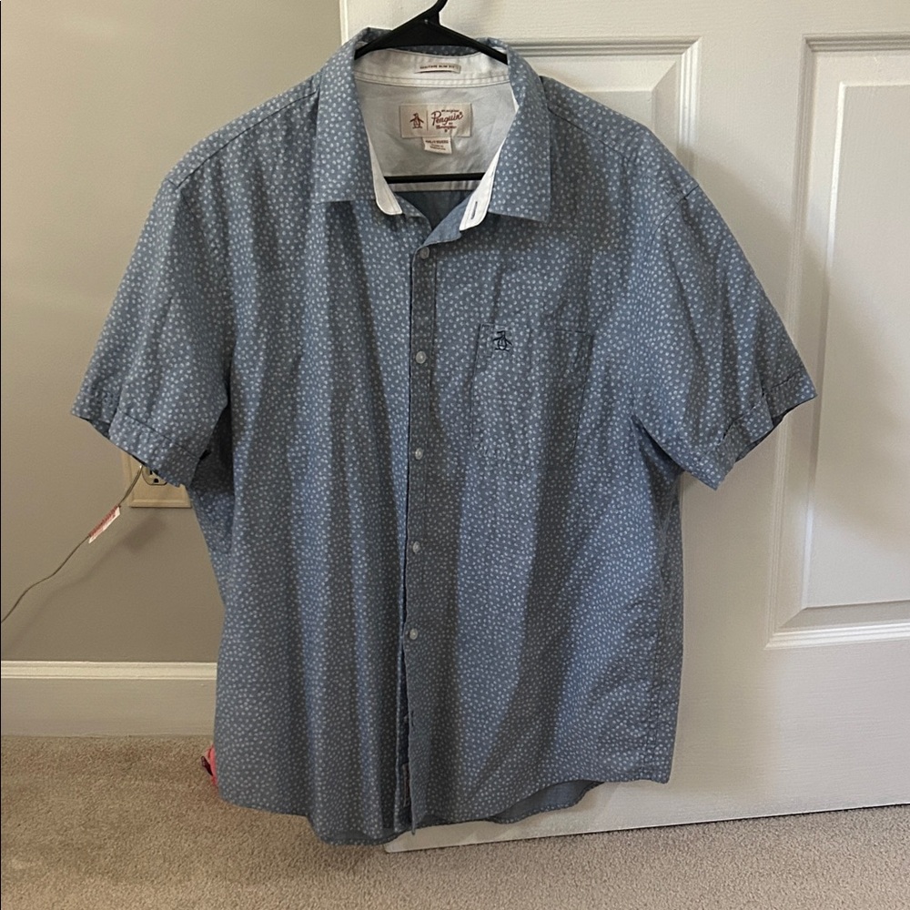 Original Penguin Blue Patterned Casual Button Down Shirt